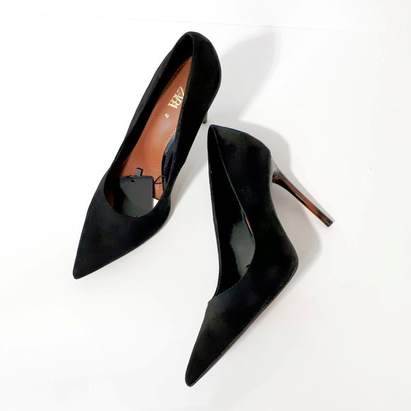 *Sold* NWT Zara black faux suede tortoise shell high heels, 42 - Picture 7 of 11